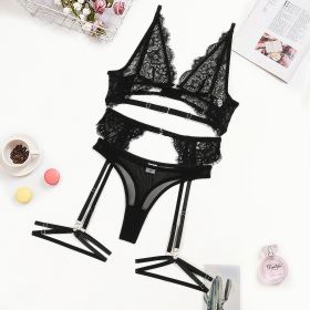 European And American Style Lace Eyelash Wireless Bra (Option: Black-S)